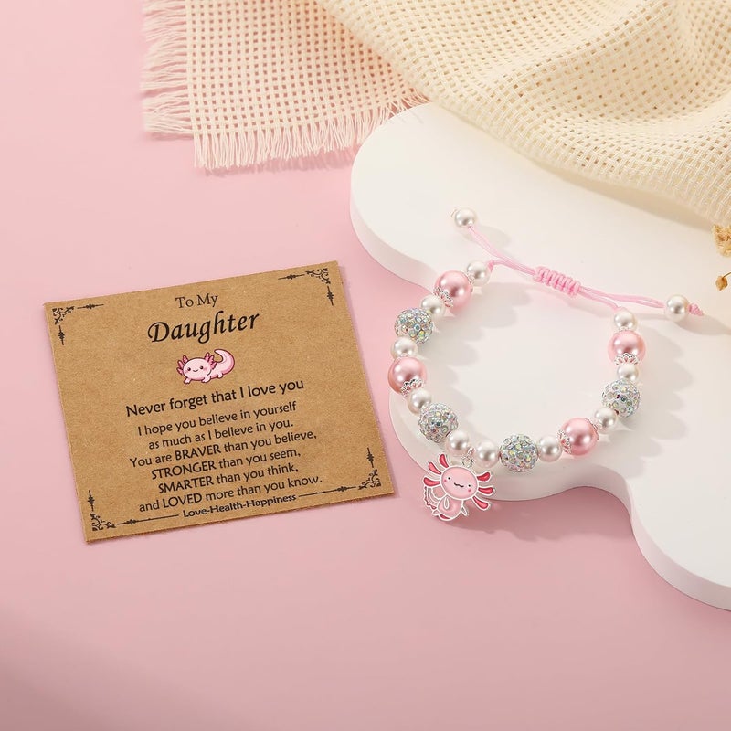 VULETO Axolotl/Horse Bracelet Gifts for Girls Women, Charm Pearl Beads Cute Stuff Valentines Birthday Jewelry for Kids Teens - Image 2
